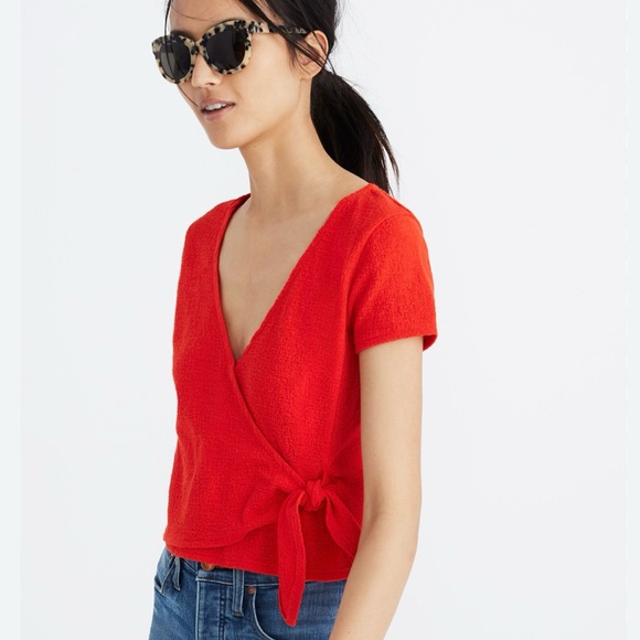 Red Madewell Wrap Top - Picture 1 of 6